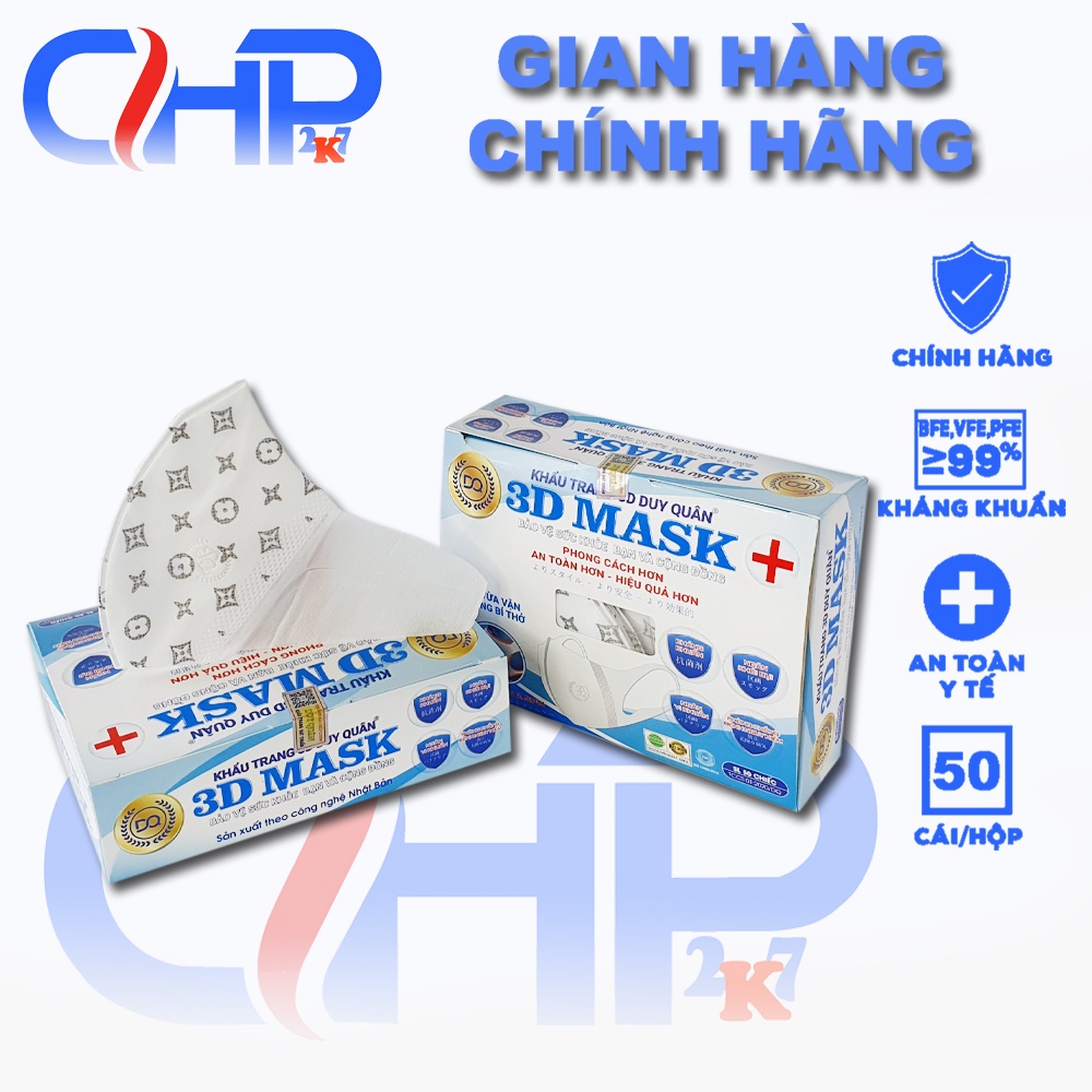 (3d màu) Hộp khẩu trang 3d mask họa tiết nhiều màu 50 cái