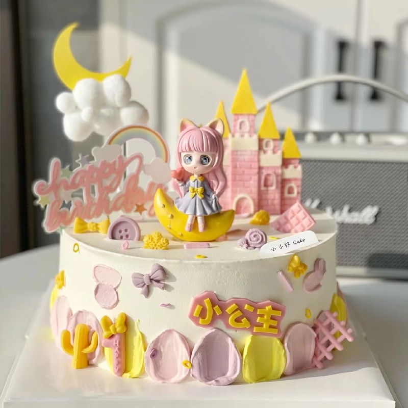 [Spot] Búp Bê Trang Trí Bánh Kem Chủ Đề Công Chúa Nhỏ Nhắn Anne Đội Vương Miện Bé Gái Mặc Váy Sinh Nhật Đầu Tiên