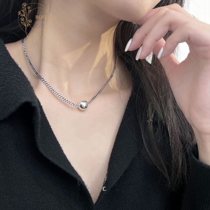 Vòng cổ Mặt Quả Cầu Bằng Thép Phong Cách Cổ Điển Thời Trang Cho Nữ