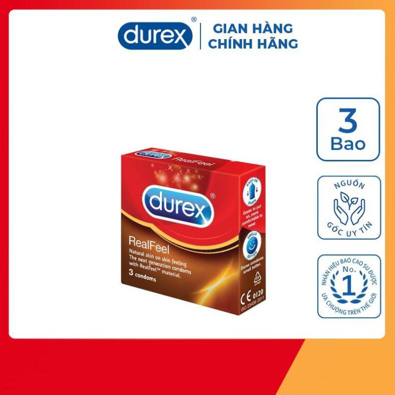 [FreeShip - 300k] Bao cao su Durex Real Feel 3 bao