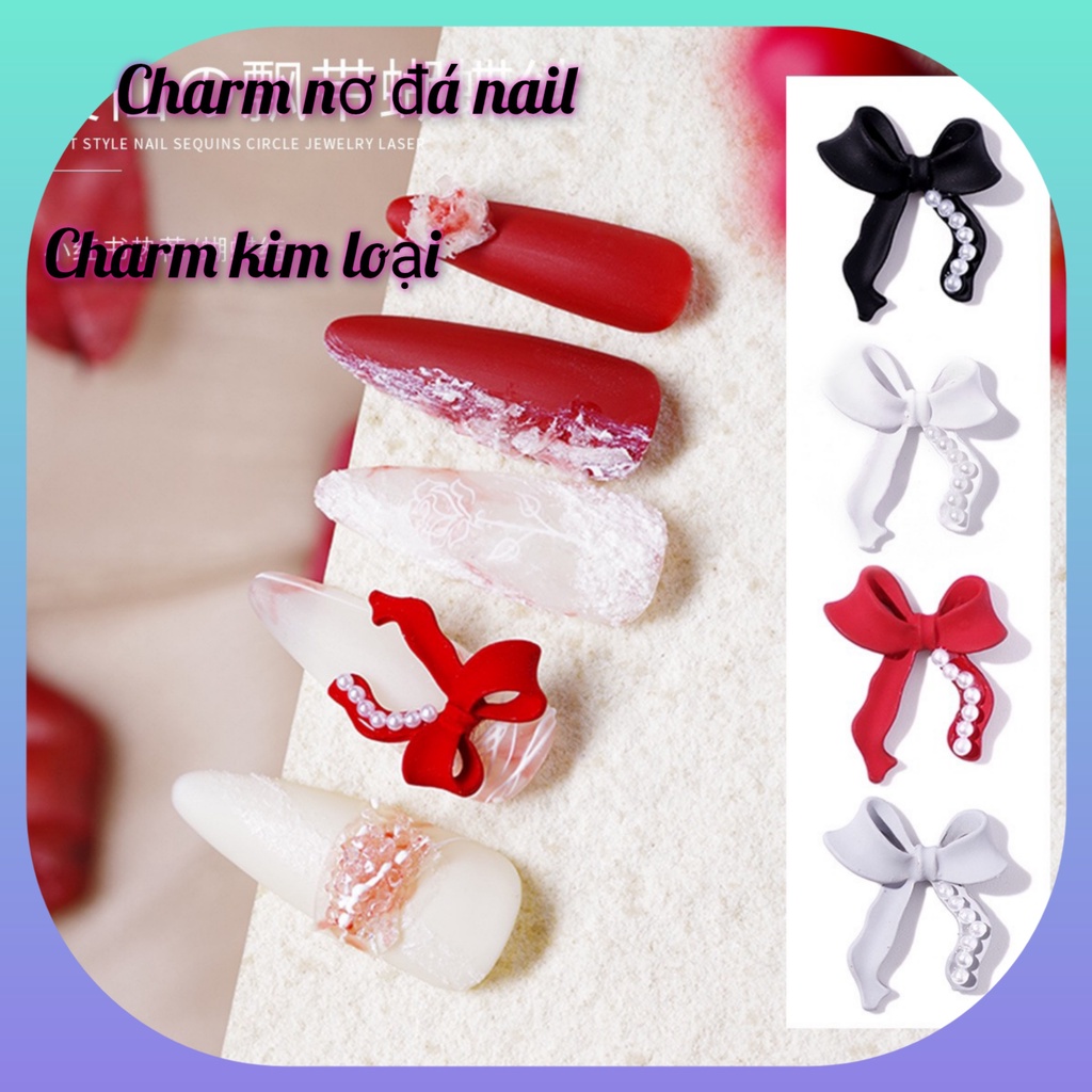 Charm nơ dẻo đính ngọc gắn móng tay chọn lẻ cái