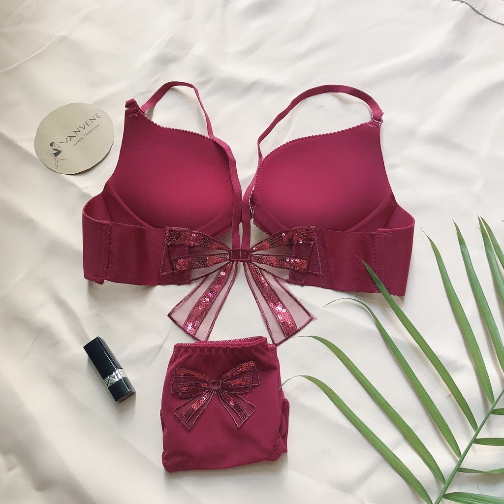 Bộ Đồ Lót Cài Trước Nơ Quai Chéo Siêu Hot B252 | BigBuy360 - bigbuy360.vn