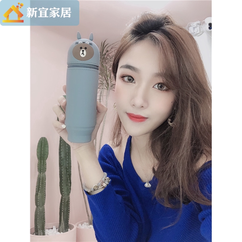 Hộp Đựng Bút Bằng Silicon Hình Chú Gấu Ba Chiều Có Thể Thu Gọn Ốp