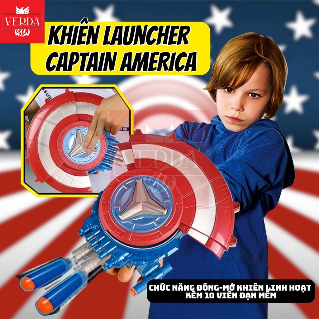 Bộ áo choàng khiên captain america siêu nhân đầy đủ kiếm găng tay bắn đĩa súng mặt nạ âm thanh ánh sáng đèn nhạc shield