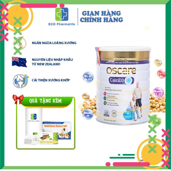 Sữa bột Oscare Canxi D3 - 900gr bổ sung canxi hỗ trợ phòng ngừa loãng xương cho người 45 tuổi trở lên
