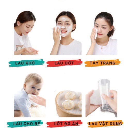 Khăn Lau Mặt, Giấy Lau Mặt Khô, Giấy Đa Năng ANIMERRY Dùng 1 Lần Cotton - Cuộn 40 Tờ
