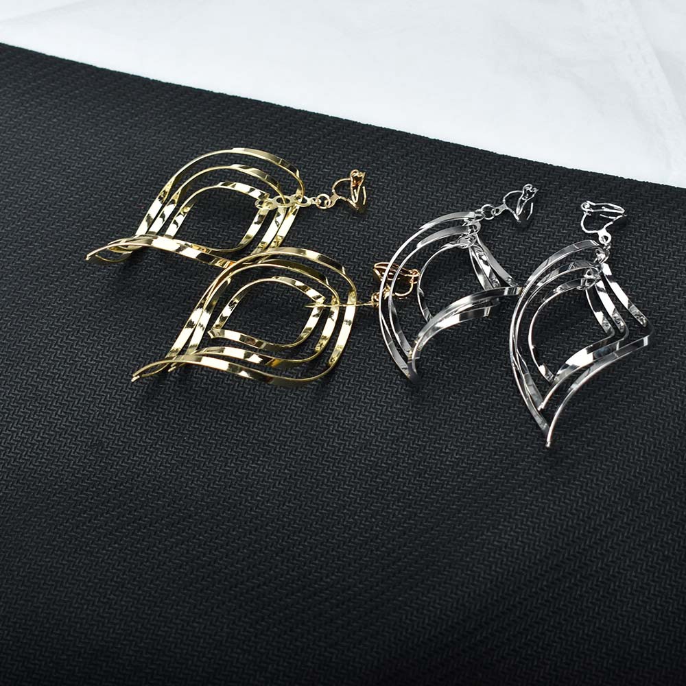 Khuyên tai dạng kẹp không xỏ lỗ kiểu dáng hình học cho nữ