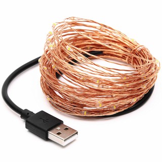Dây Đèn Dài 5 Mét Gồm 50 Đèn LED Chạy Bằng Pin Dùng Trong Nhà Và Ngoài Trời