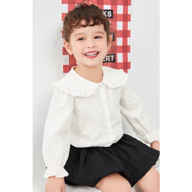 (3-7 tuổi) Áo sơ mi cổ sen bé gái hãng BALABALA 21023200204