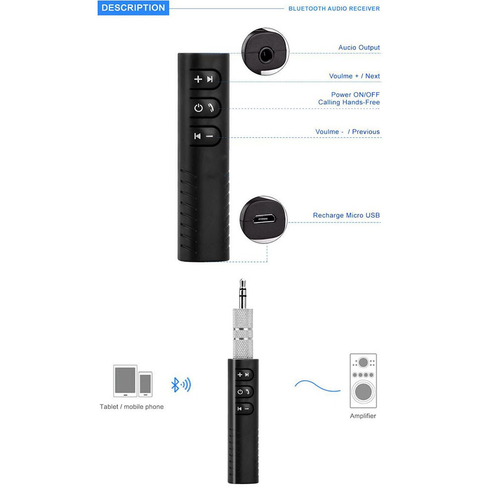 Thiết Bị Thu Phát Âm Thanh Bluetooth Không Dây Jack 3.5mm