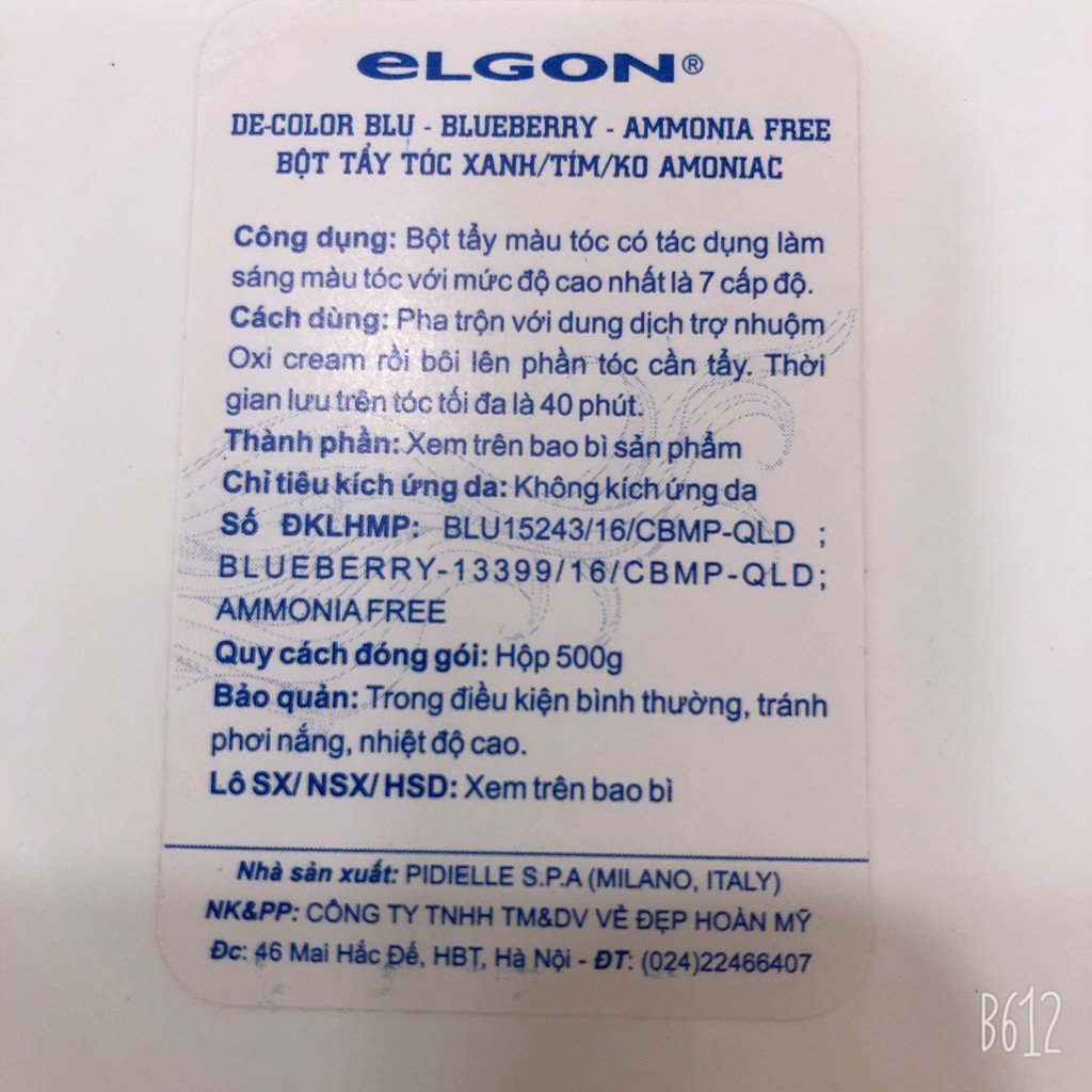 BỘT TẨY TÓC ELGON ITALY TẨY TÍM VÀ XANH 500g ( hàng chính hãng )