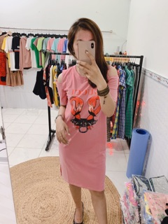 Đầm thun khoét vai