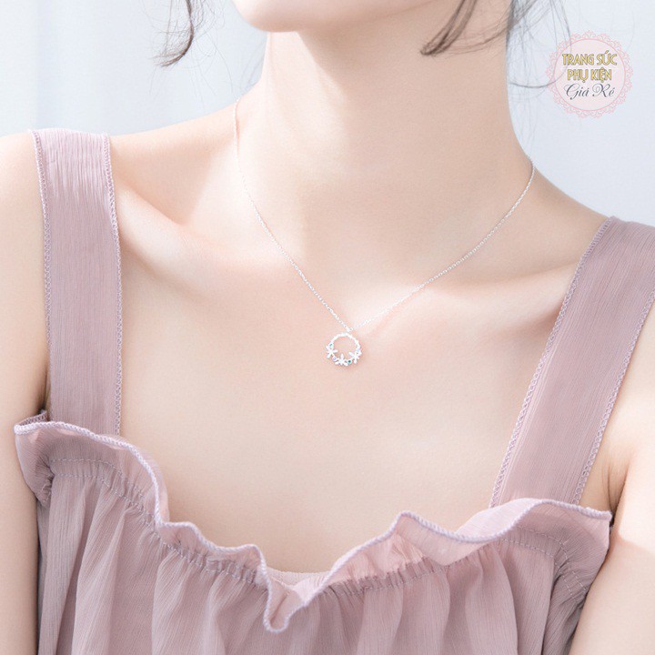 Dây chuyền nữ mặt vòng tròn hoa xinh xắn DC78, giá rẻ