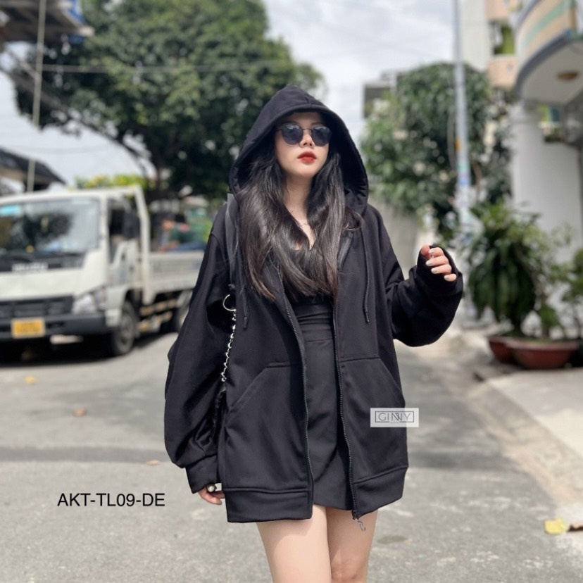 Áo khoác chống nắng thun zip Alina TL09, kiểu dáng đơn giản dễ mặc, áo khoác có nón, áo khoác mặc cặp với mẹ | MIUCO