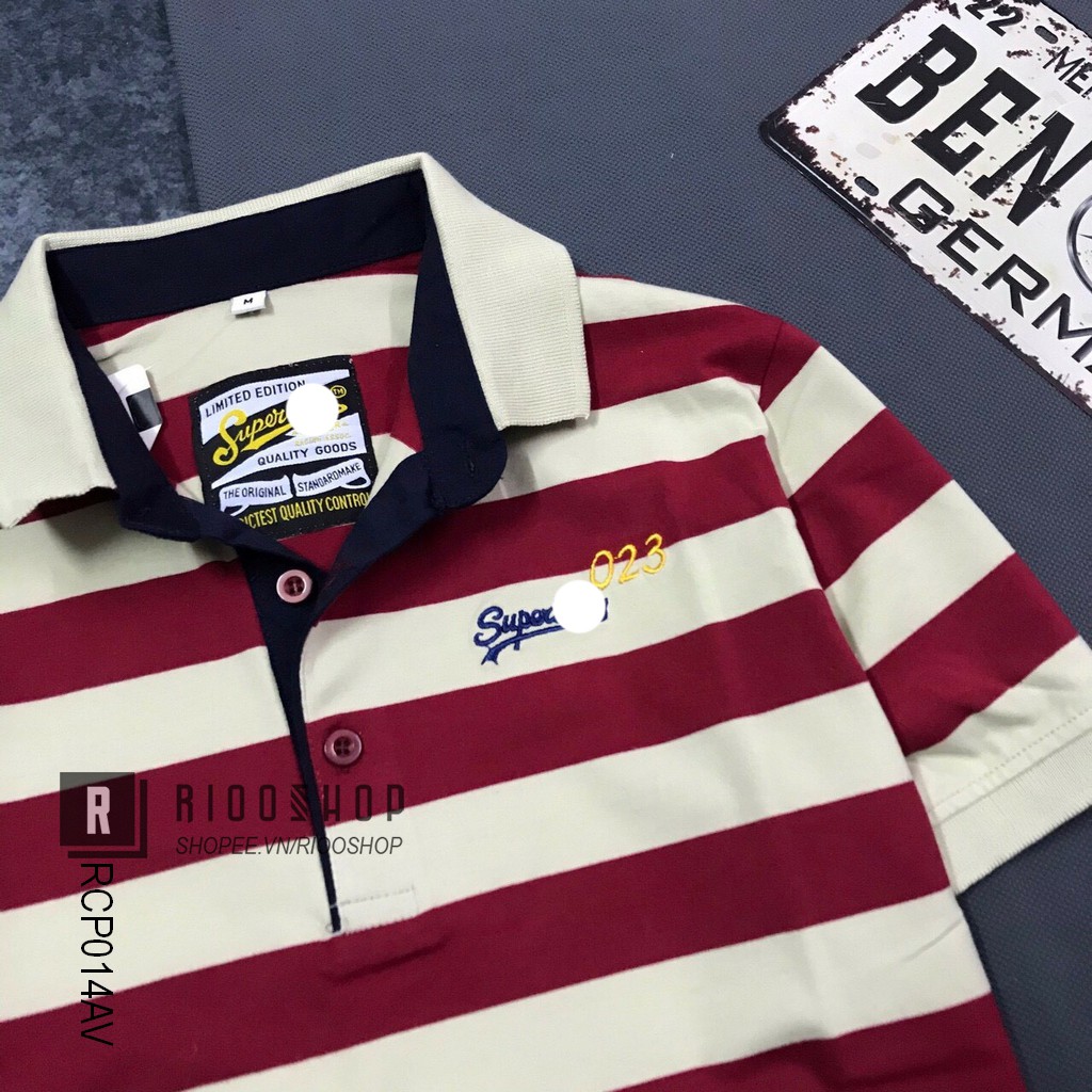 Áo thun nam trung niên có cổ lẻ sọc ngang cao cấp SUPER cực đẹp RCP014AV - áo polo nam rộng Riooshop | BigBuy360 - bigbuy360.vn