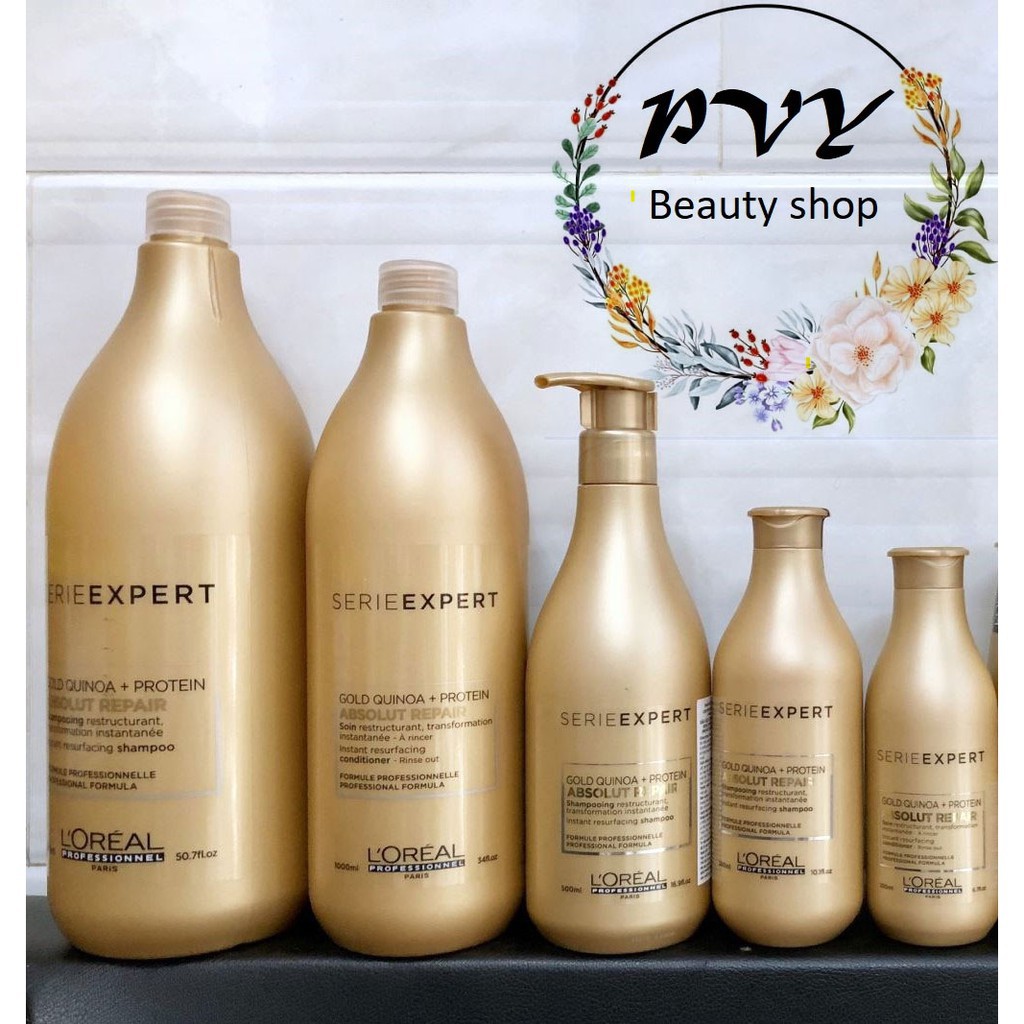 Dầu Gội, Xả  L’Oréal Professionnel Phục Hồi Hư Tổn Toàn Diện Serie Expert Absolut Repair Gold Quinoa + Protein Shampoo