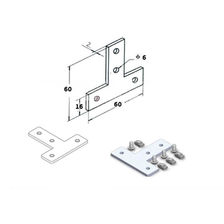 Tấm chữ T, chữ L nối nhôm định hình 2020 (thay thế ke vuông)