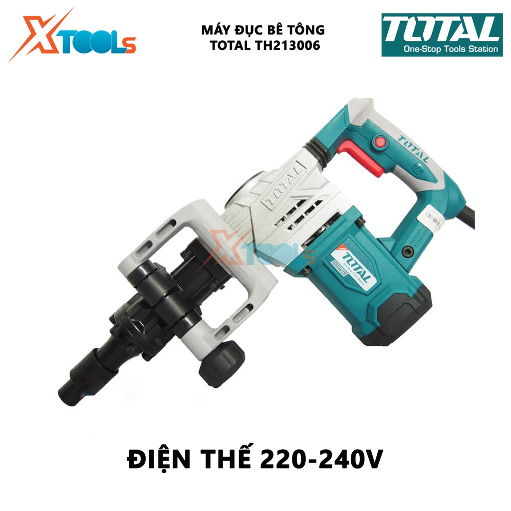 Máy đục bê tông TOTAL TH213006 | máy khoan đục công suất 1300W, tốc độ đập 3800 bpm, lực đập 20J vặn vít, đục tường, kho