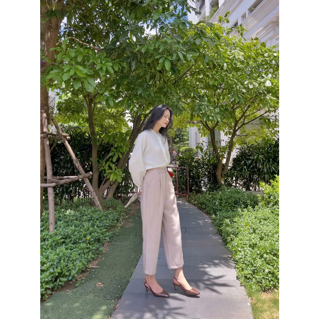 Nosbyn - Quần Nữ Dáng Baggy Xếp Li Trước