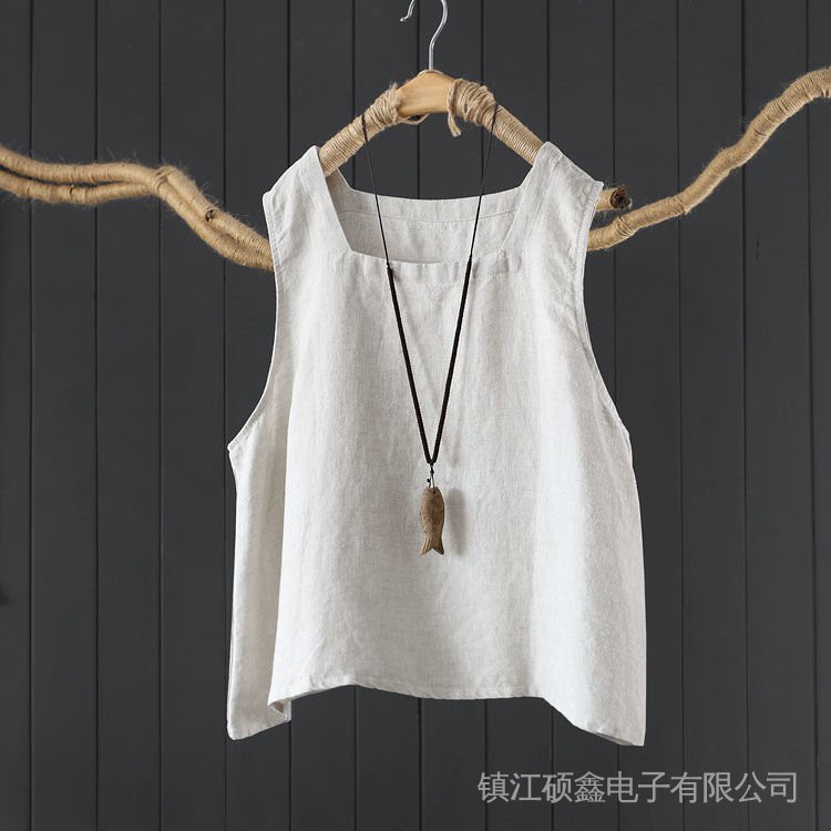Áo Cotton Lanh Không Tay Dáng Rộng Phong Cách Cổ Điển Dễ Phối Đồ Hàng Mới Dành Cho Bạn Nữ