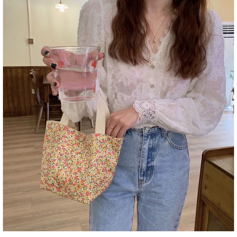 Túi xách vải canvas họa tiết hoa xinh xắn cho nữ