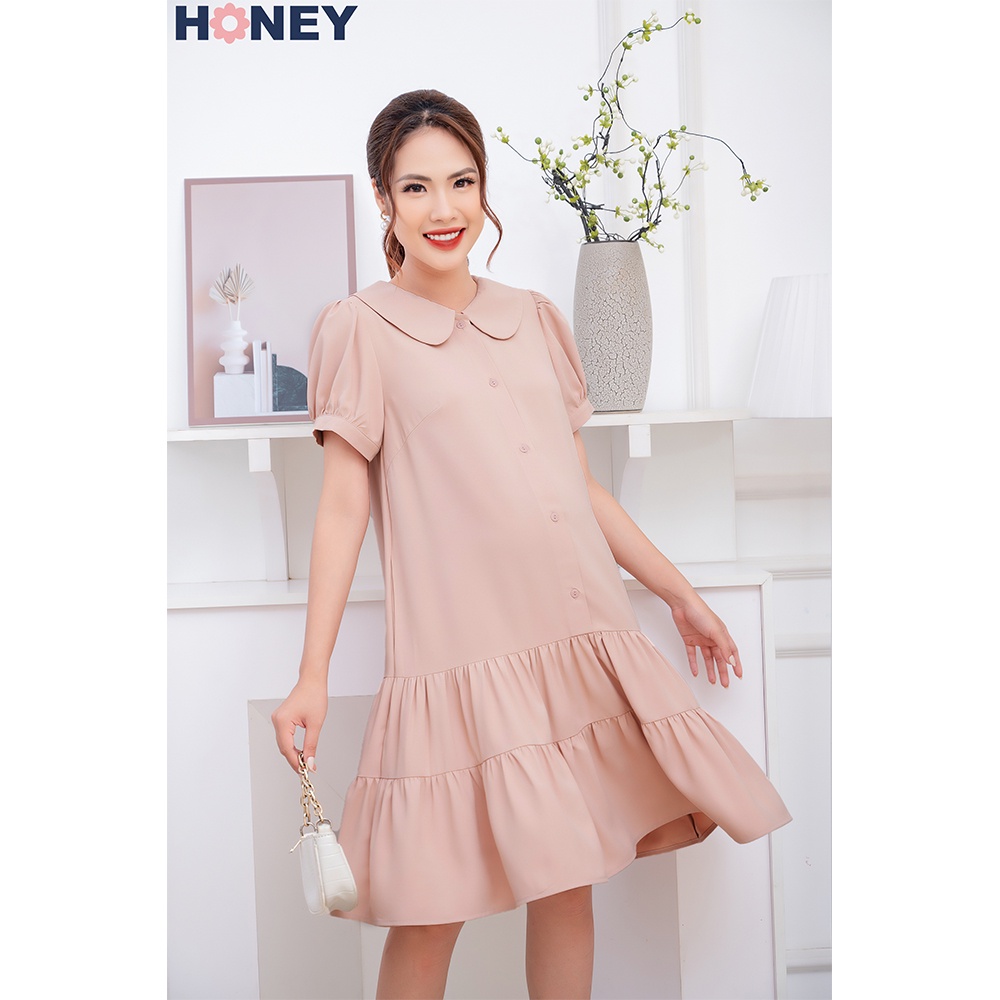 Váy thời trang thiết kế công sở , babydoll, tay bồng chân váy xòe - Thời trang đầm bầu cao cấp HONEY