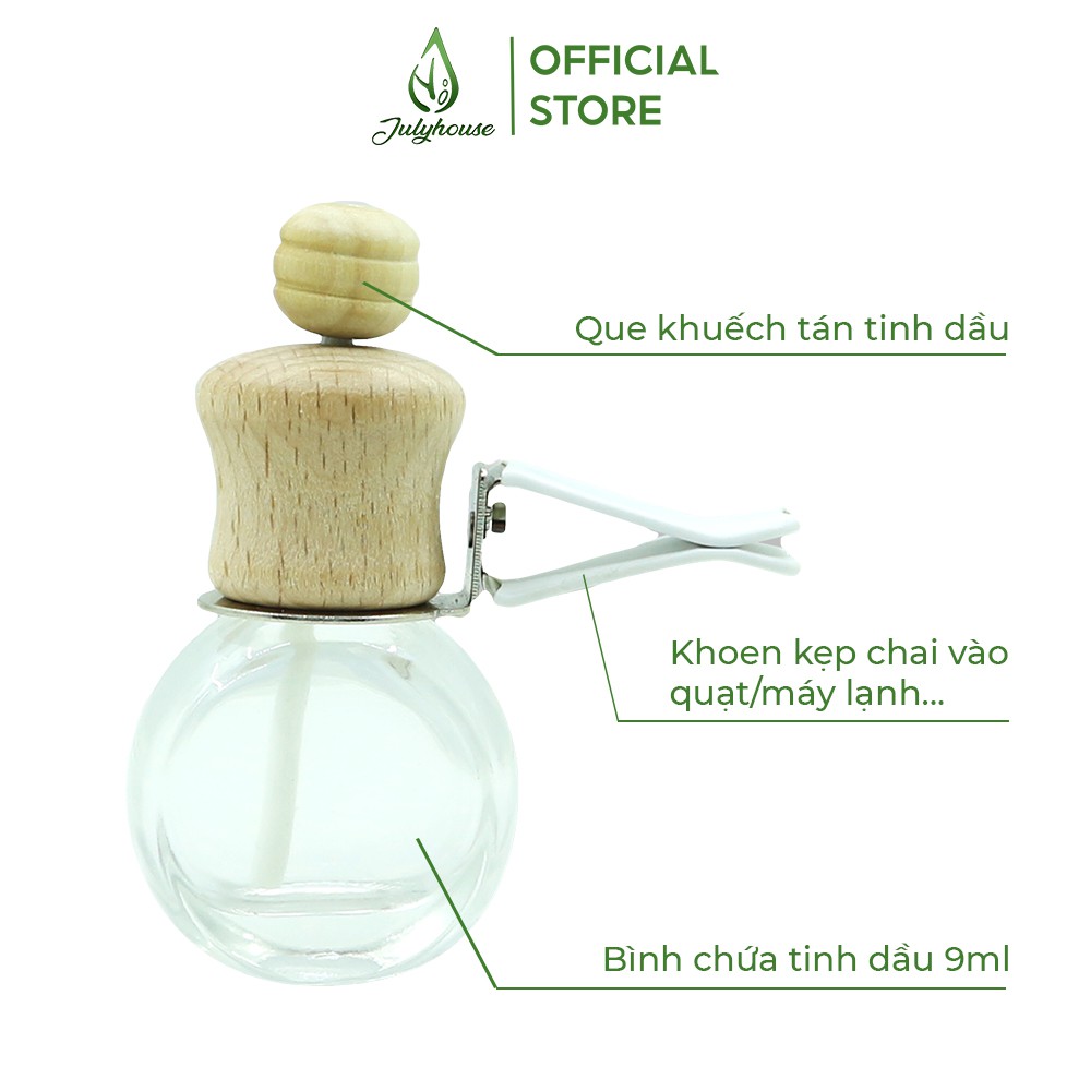 Khuếch Tán tinh dầu Bạc Hà treo xe hơi, máy lạnh, quạt Julyhouse 9ml