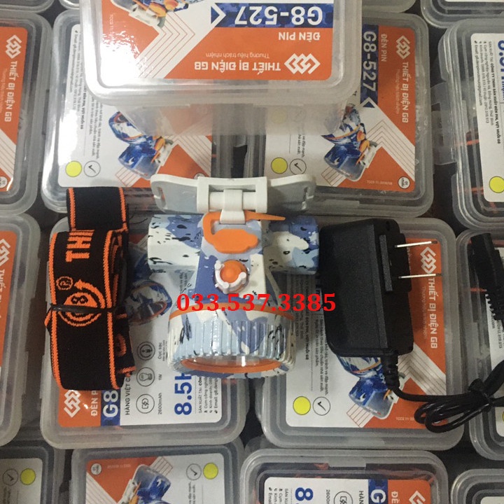 Đèn bin siêu sáng G8 527, đèn pin sạc điện có dây đội đầu
