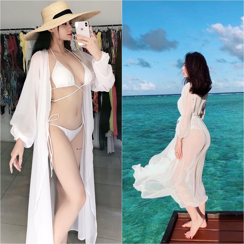 Khăn quấn bikini đi biển đi bơi đa năng Áo choàng đi biển kín đáo