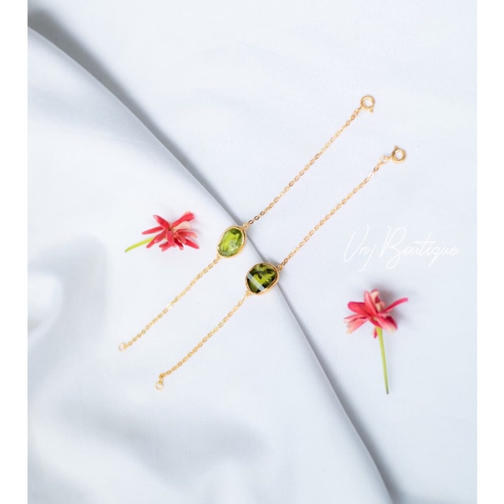 Lắc tay Peridot Bạc mạ vàng giác mài facet