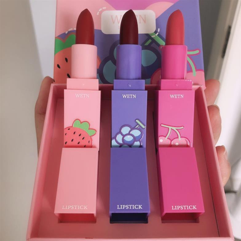 [Hàng mới về] Bộ 3 son môi WETN® hương trái cây nhung lì mềm mịn dưỡng ẩm lâu trôi | BigBuy360 - bigbuy360.vn