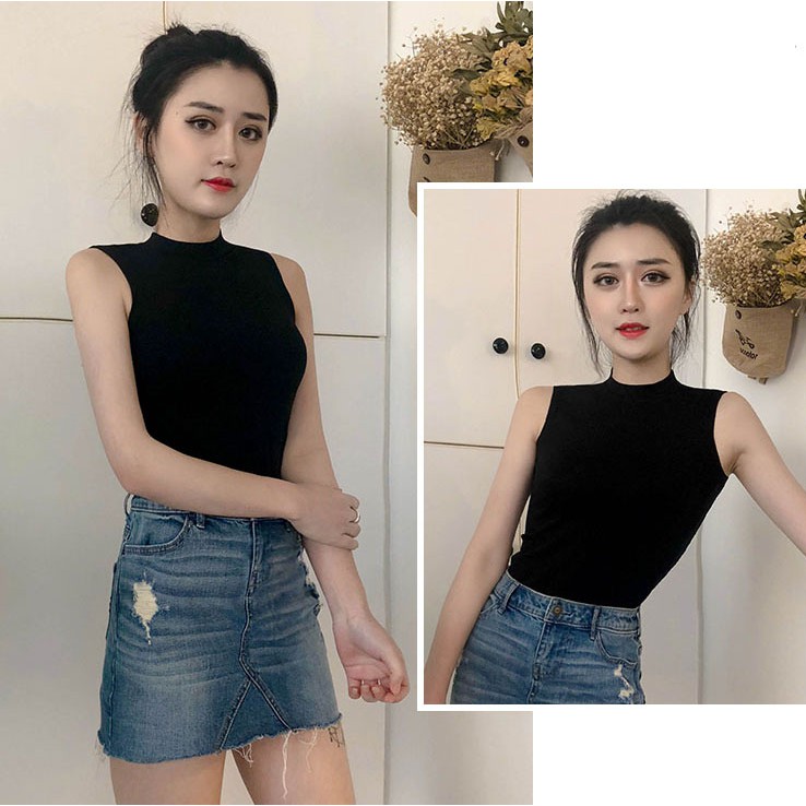 [Mẫu Mới] Áo Ba Lỗ Nữ Dáng Croptop Cổ Trụ Chất Liệu Thun Tăm Cao Cấp Thời Trang Sugal TOP NU 0017