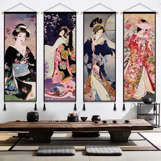 Tranh Vải Treo Tường Phong Cách Geisha Nhật Bản Độc Đáo