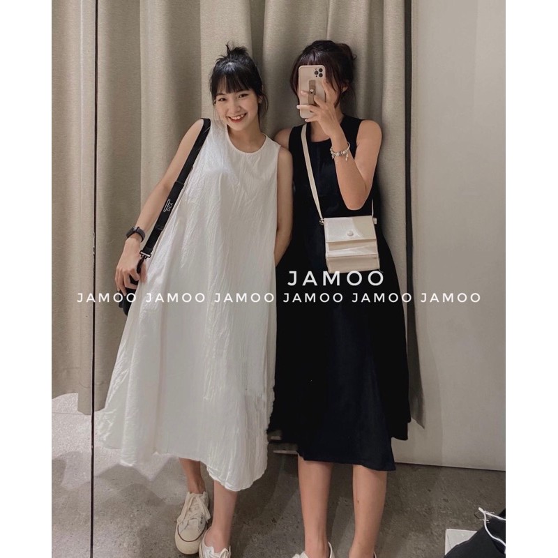 Váy ba lỗ suông chất thô trơn dáng xoè có túi hông_ Đầm nữ Jamoo( Hình kèm video thật) | BigBuy360 - bigbuy360.vn