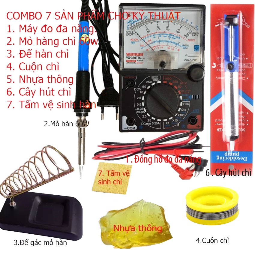 Bộ mỏ hàn chì 60w và 6 món dụng cụ kỹ thuật