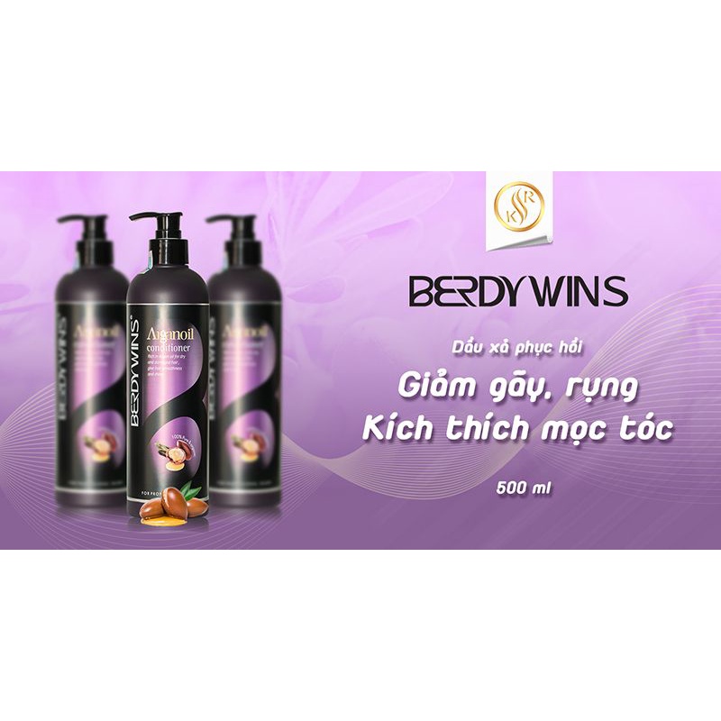 Dầu xả BERDYWINS ARGANOIL phục hồi tóc hư tổn 500ml