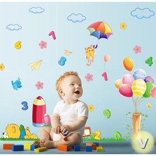 Decal dán tường Học đếm số