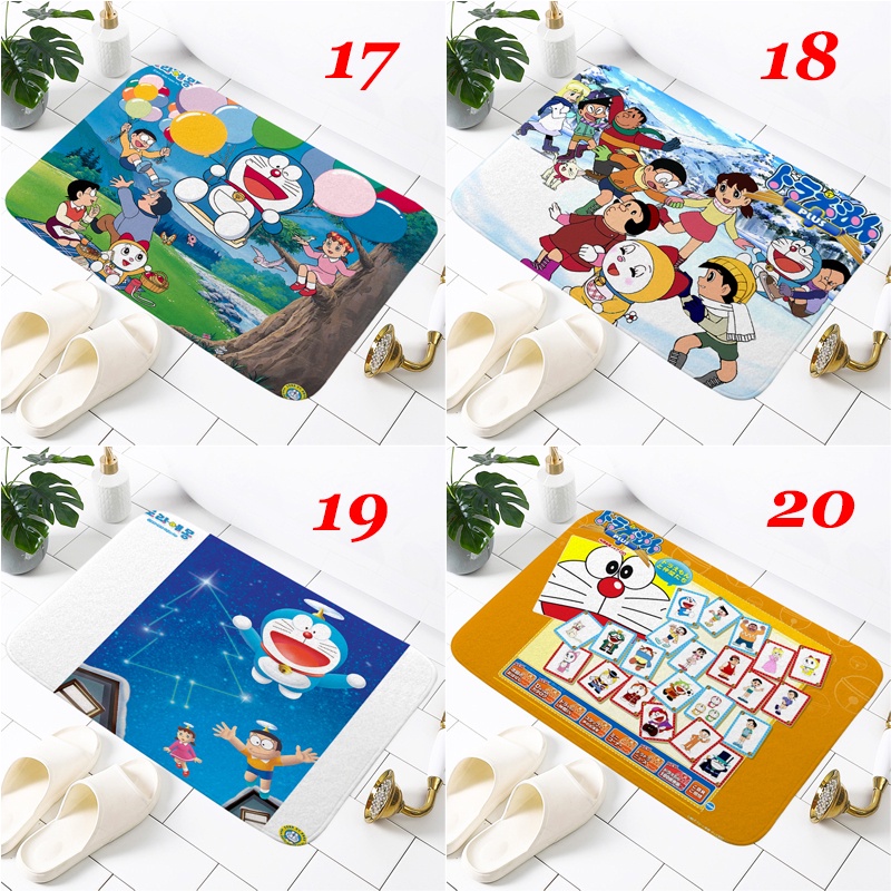 Thảm lót cửa chùi chân Chống Trượt Thấm Hút Tốt In Hình Doraemon Đáng Yêu Kích Thước 60x40cm