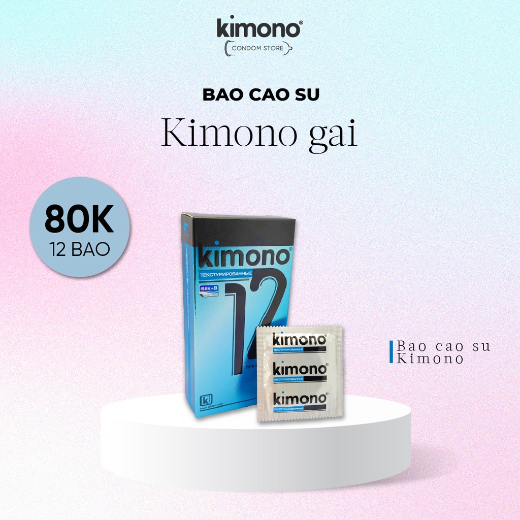 Bao cao su Kimono có gai siêu mỏng 0.03mm màu xanh Blue