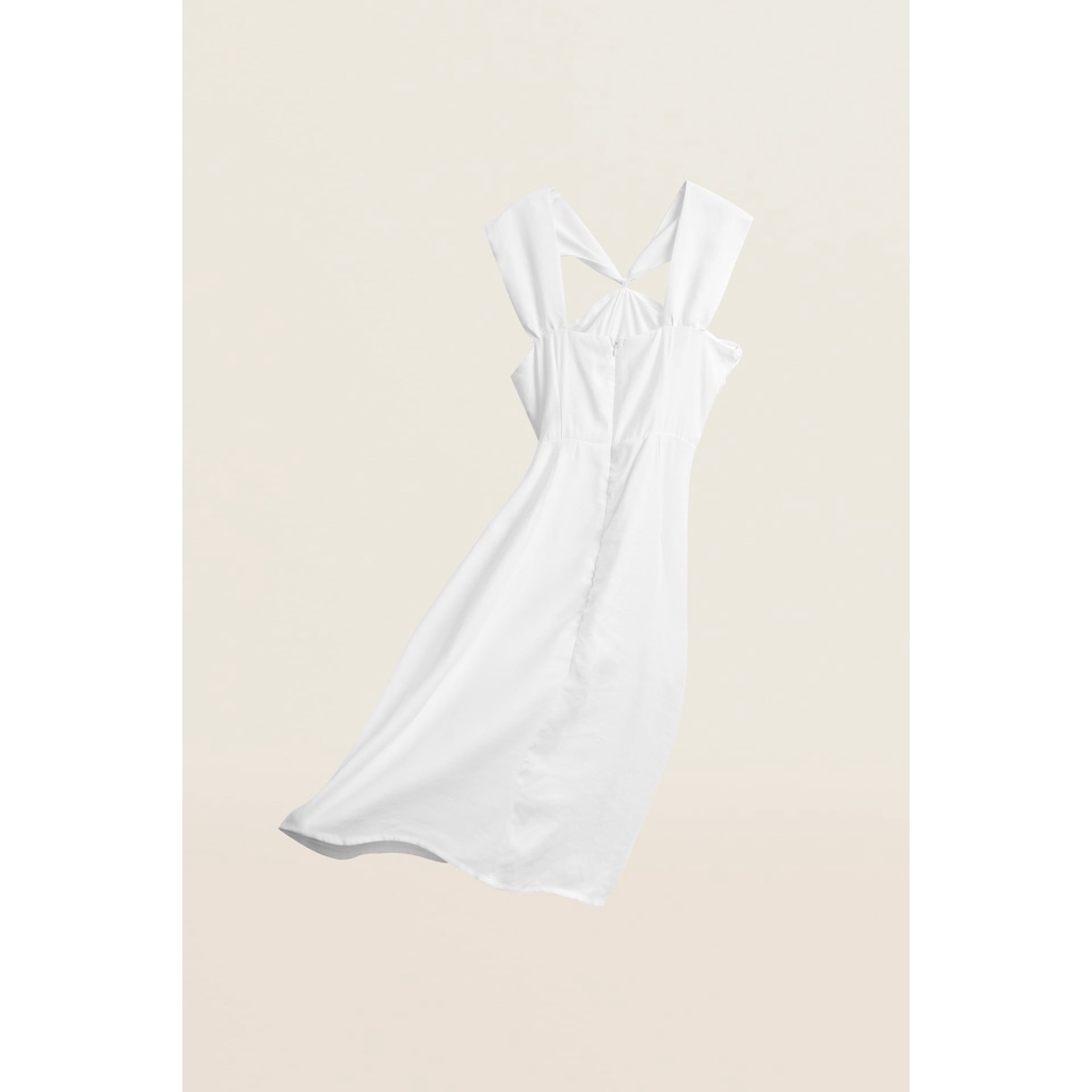 Đầm Kiểu Nhún Thân Màu Trắng EDINI - D1402