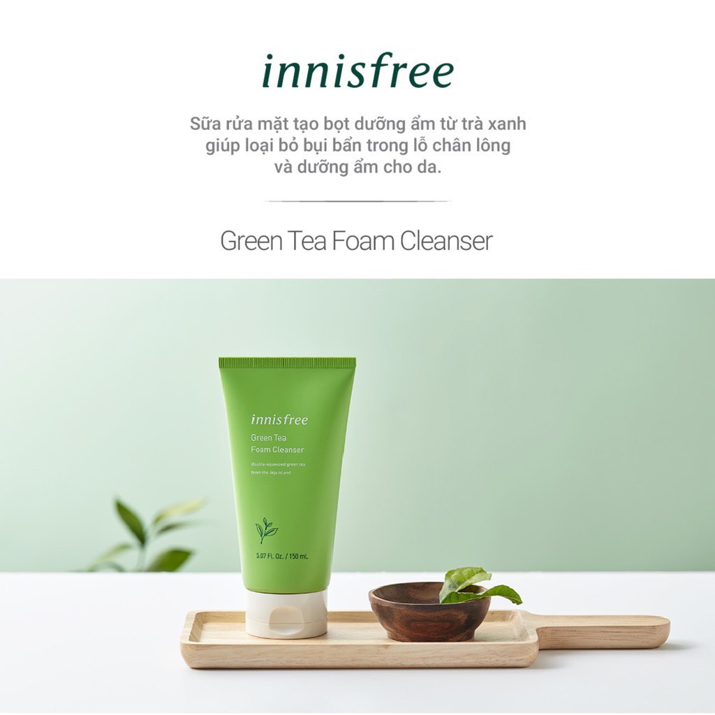 Sữa rửa mặt làm sạch innisfree Green Tea Foam Cleanser 150ml (màu xanh lá cây)