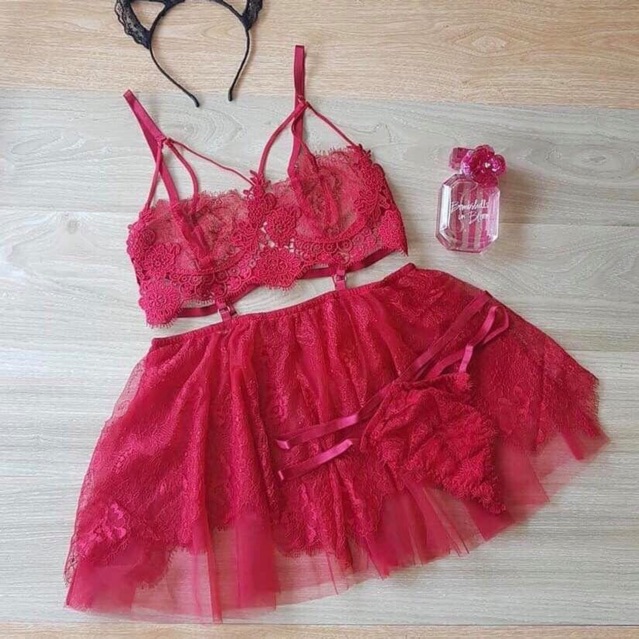 (Mã WARN6620 giảm 20k đơn 150k) Váy ngủ ren voan lưới sexy, nóng bỏng, kèm quần lót-ẢNH THẬT-CLIP | BigBuy360 - bigbuy360.vn