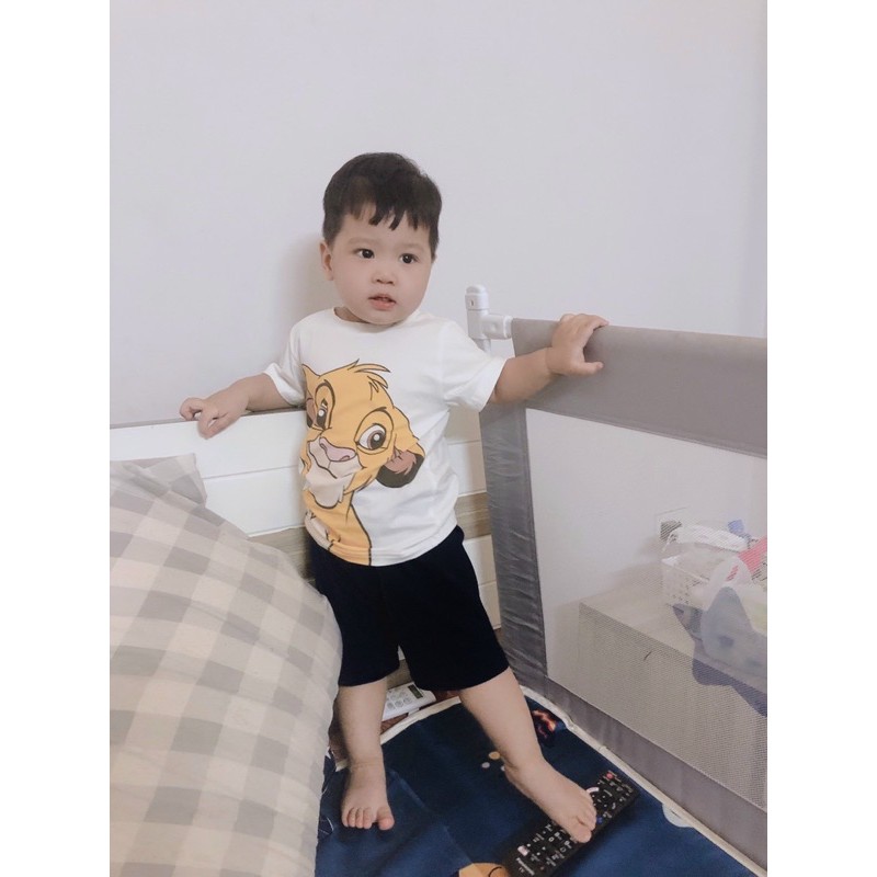 Bộ Cộc Tay In Hình Sư Tử Chất Cotton Co Giãn Cho Bé - Nhà Cam