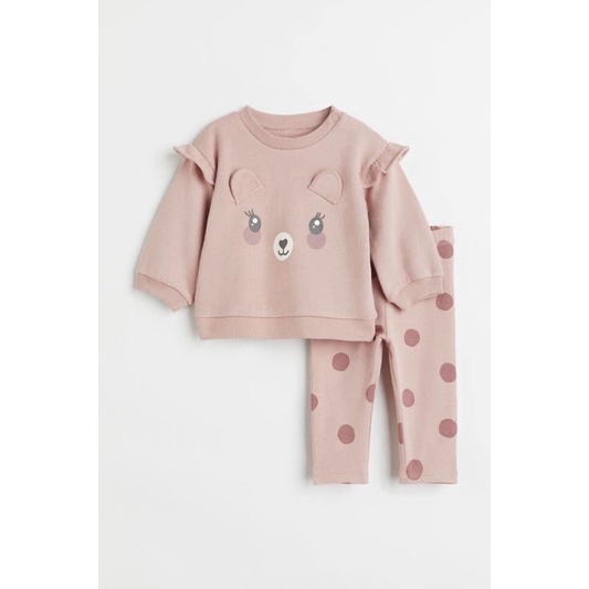 Set 2 bộ nỉ dài tay bé gái