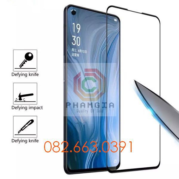 [reno] Kính cường lực Oppo Reno 3 pro reno 4 reno 5 full PRO màn hình full keo không chấm liti