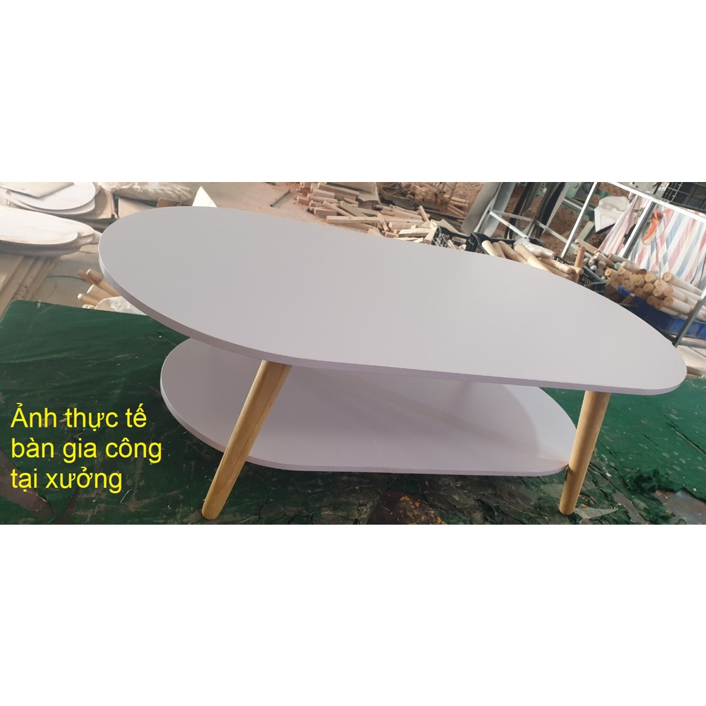 Bàn sofa, bàn trà hình Ovan 2 tầng, chân gỗ tự nhiên cao cấp ( giá tại xưởng) | BigBuy360 - bigbuy360.vn