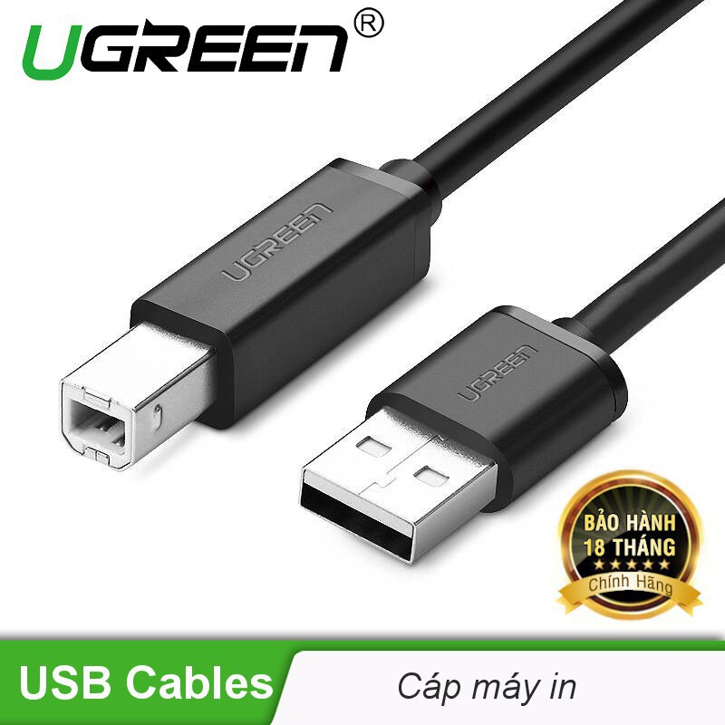 Cáp USB máy in Cao Cấp Ugreen 10845 10327 10328 10329 US104 Chính Hảng (USB 2.0 A Male to B Male)