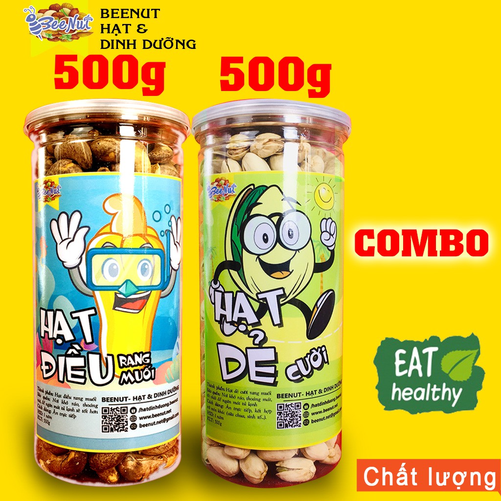 (Combo) 500g Hạt Dẻ Cười + 500g Hạt Điều Rang Muối - Tiết Kiệm Hơn