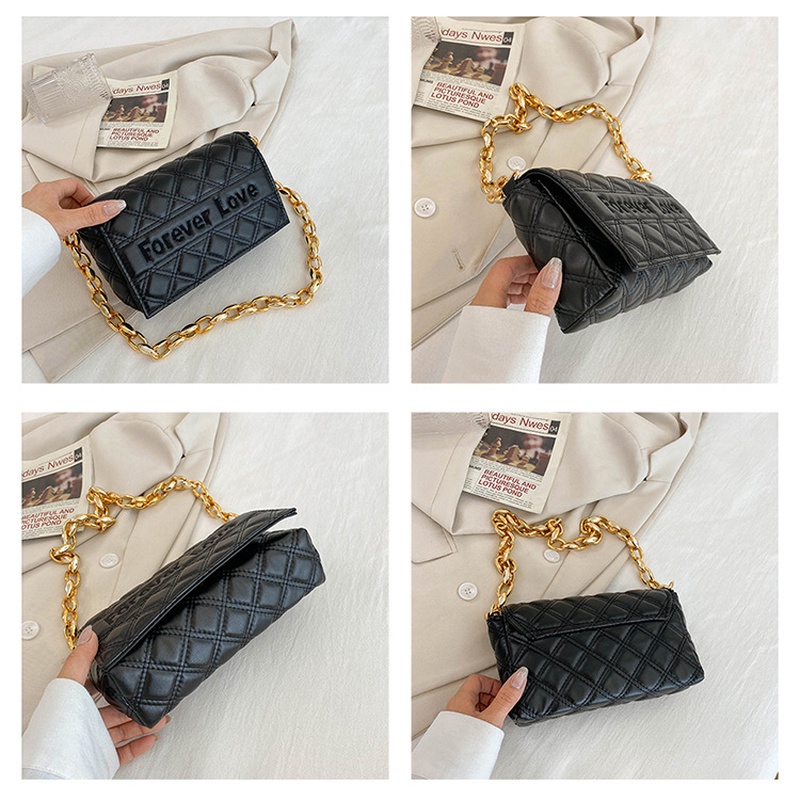 Túi Đeo Dưới Cánh Tay Hình Vuông Nhỏ Phối Dây Xích Dày Màu Sắc Tương Phản Phong Cách Hàn Quốc NB00102