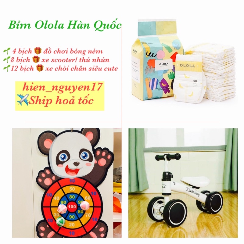 ⚡COMBO 4 BỊCH⚡ Tã/Bỉm OLOLA HÀN QUỐC Dán/Quần Đủ Size S30/M24/L20/L26/XL22/XXL18